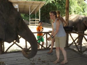 Dawn Reno Langley with elephant